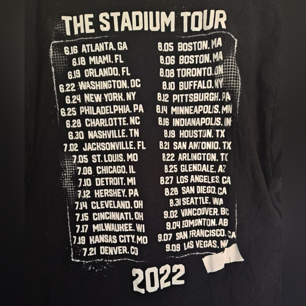 Motley Crue Shirt Tour Tee 2022 The Stadium Black XL White Dates Cotton Rock - Picture 6 of 6